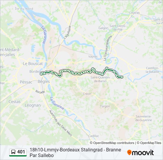 Plan de la ligne 401 de bus