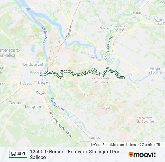 Plan de la ligne 401 de bus