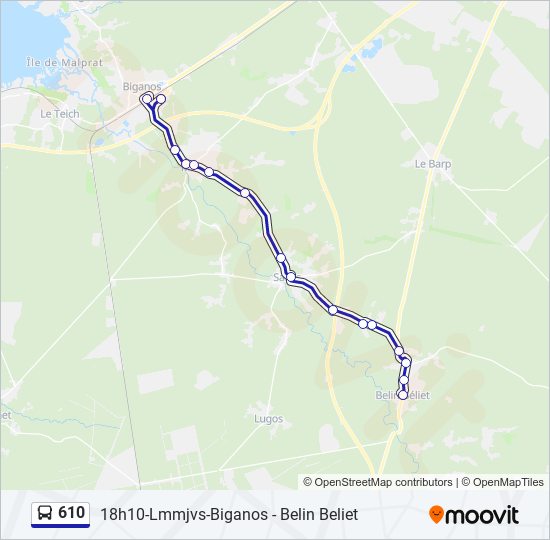 Plan de la ligne 610 de bus