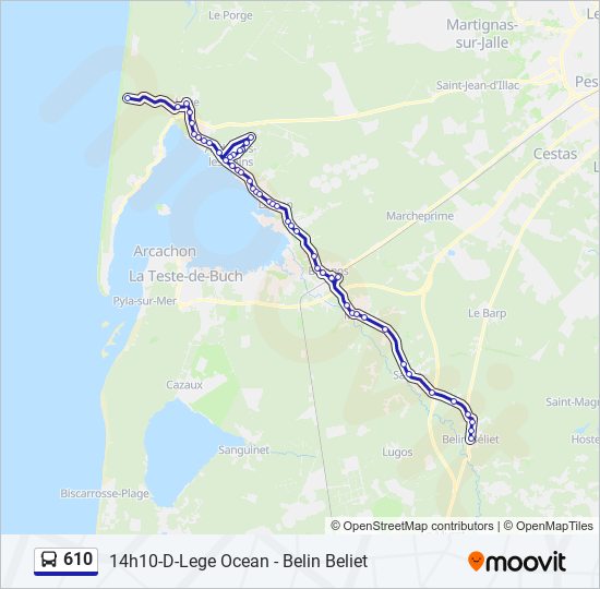 Plan de la ligne 610 de bus