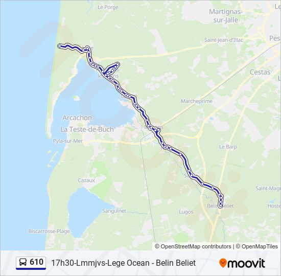 Plan de la ligne 610 de bus