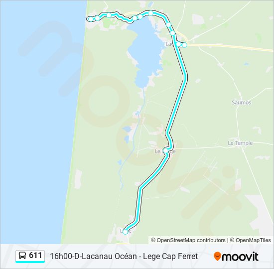 611 bus Line Map