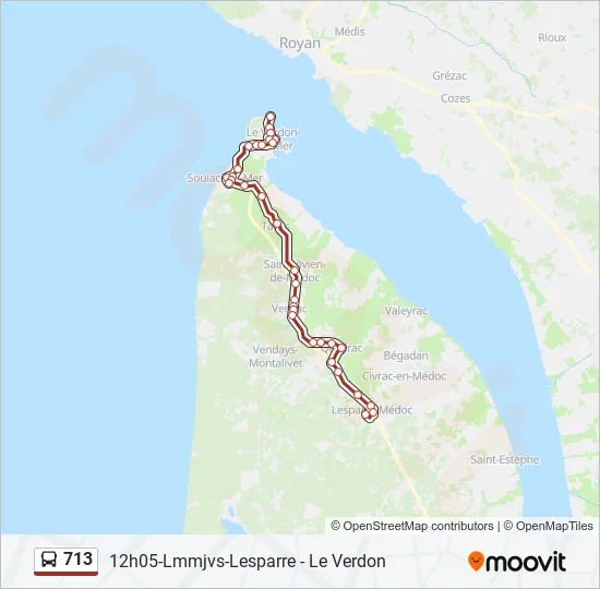 713 Bus Line Map