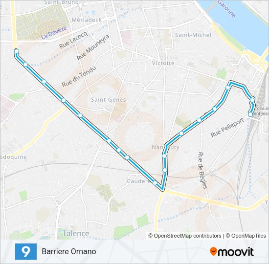 Plan de la ligne 9 de bus