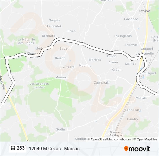 Mapa de 283 de autobús