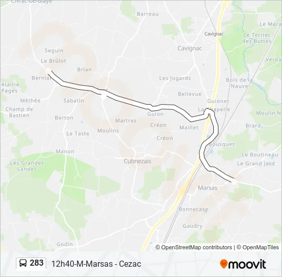 283 Bus Line Map