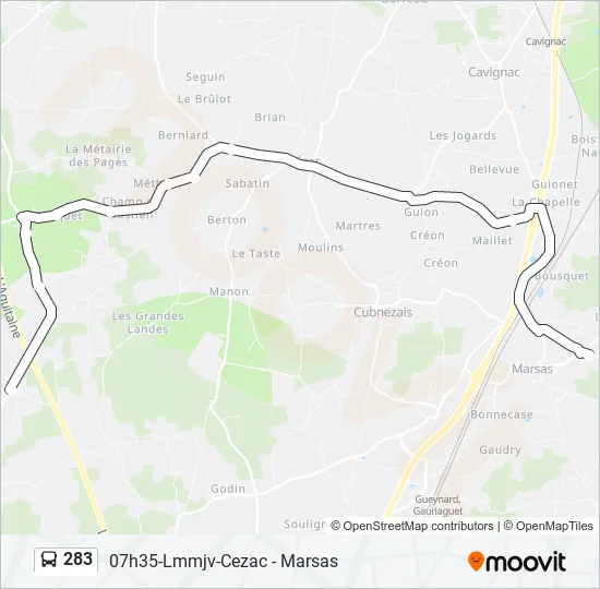 283 Bus Line Map
