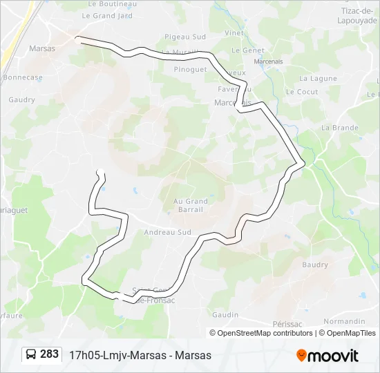 283 Bus Line Map