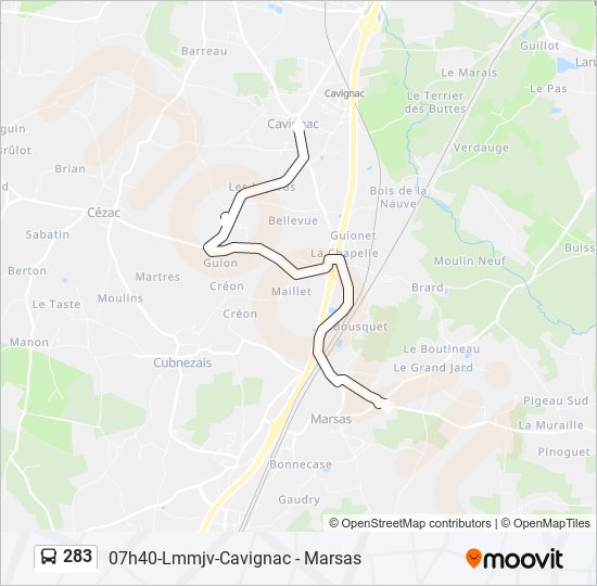 283 bus Line Map