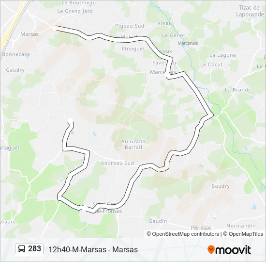 283 Bus Line Map