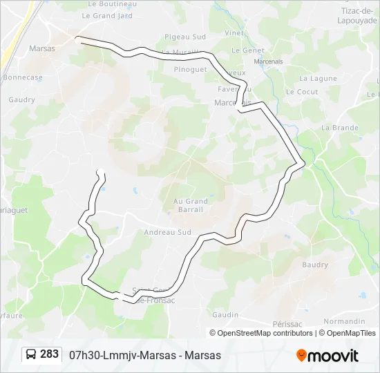 283 Bus Line Map