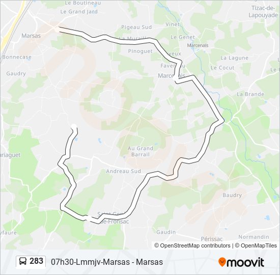 Mapa de 283 de autobús