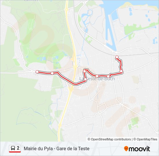 Plan de la ligne 2 de bus