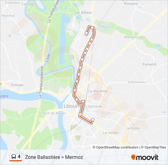 Plan de la ligne 4 de bus