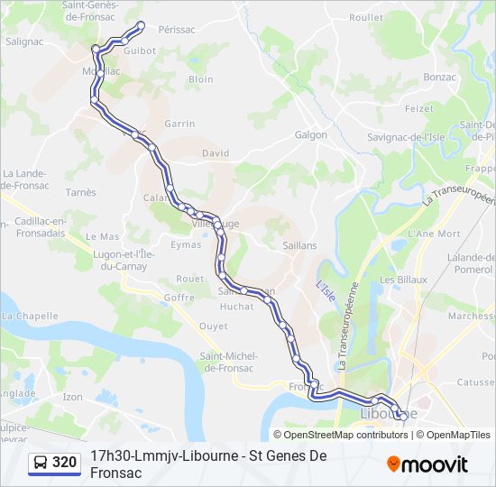 Plan de la ligne 320 de bus