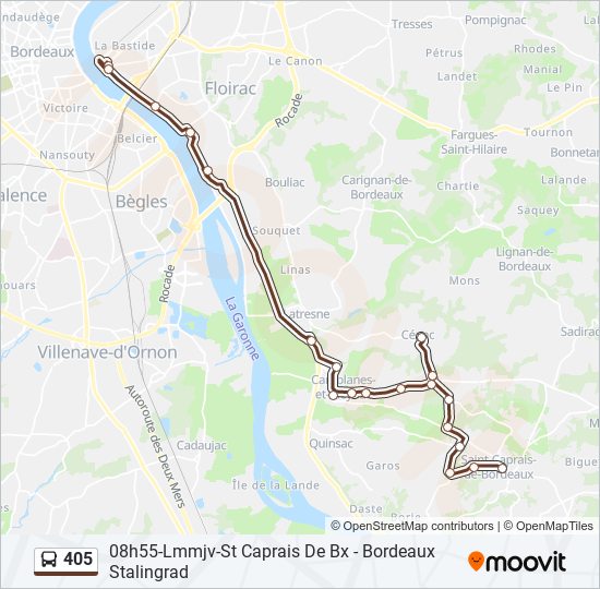Plan de la ligne 405 de bus