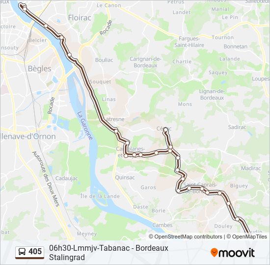 Plan de la ligne 405 de bus