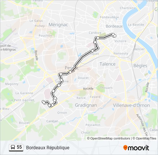 Mapa de 55 de autobús