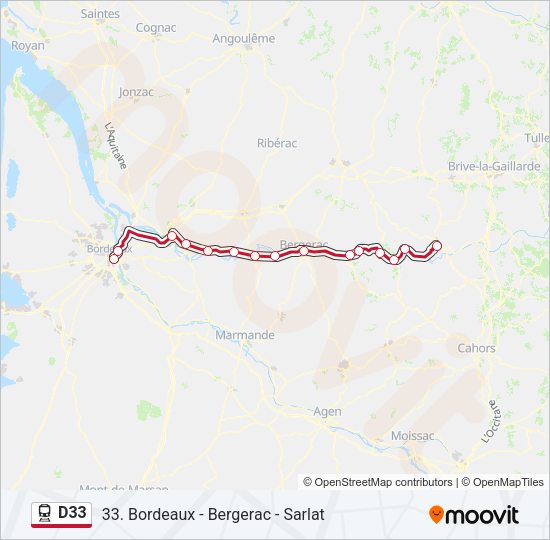 Plan de la ligne D33 de train