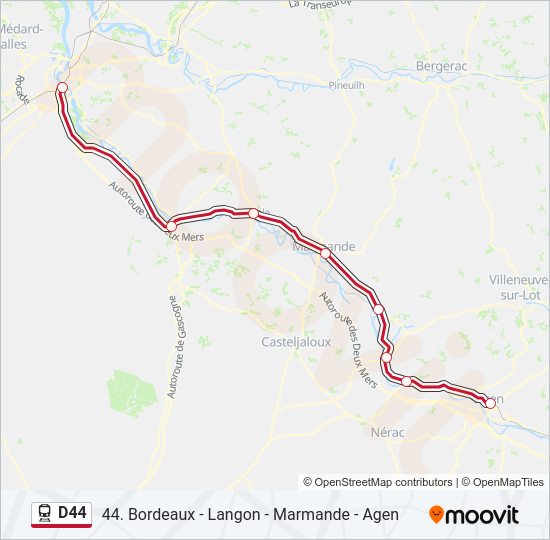 Plan de la ligne D44 de train