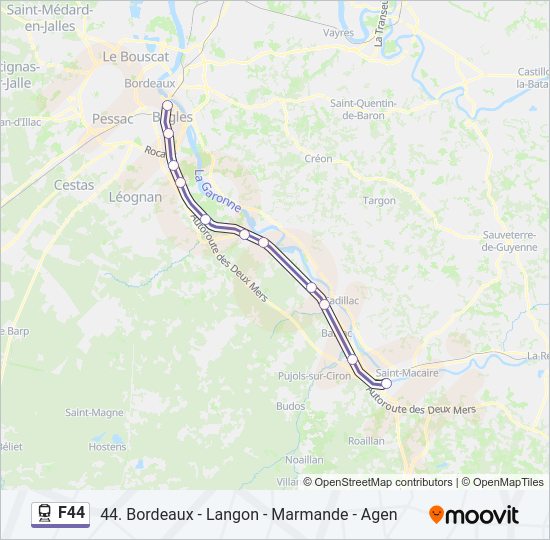 Plan de la ligne F44 de train