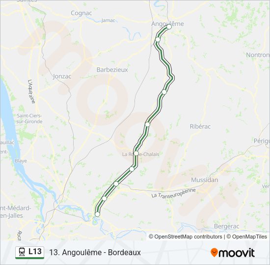 Plan de la ligne L13 de train