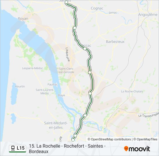 Plan de la ligne L15 de train