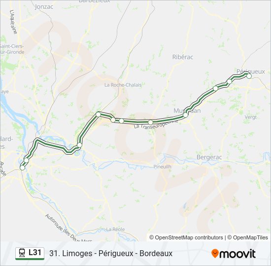 Plan de la ligne L31 de train