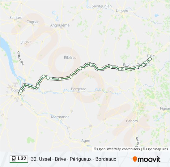 Plan de la ligne L32 de train