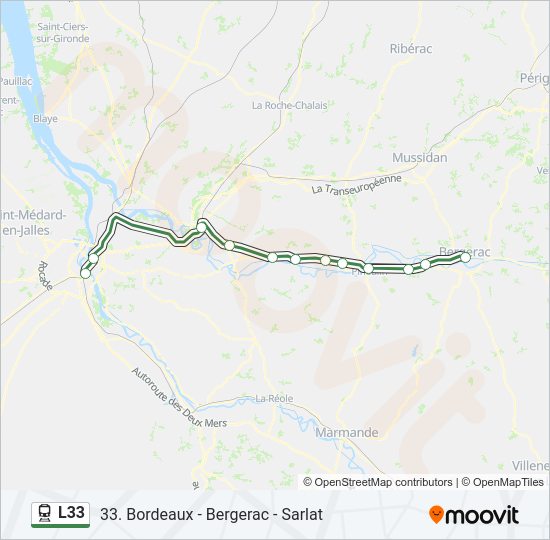 Plan de la ligne L33 de train