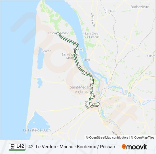 Plan de la ligne L42 de train