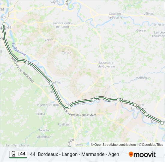 Plan de la ligne L44 de train