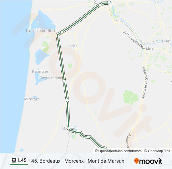 Plan de la ligne L45 de train