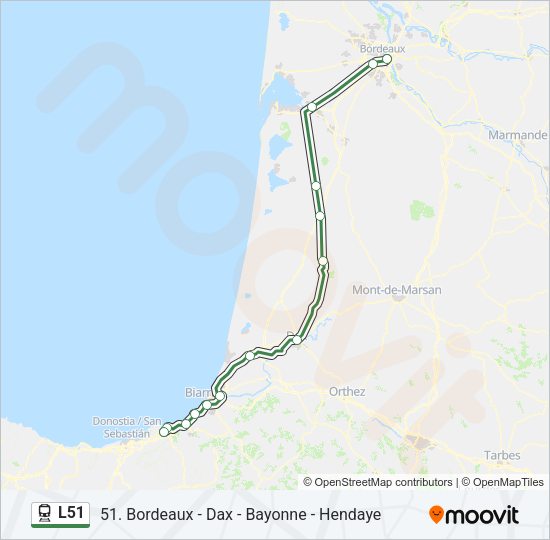 Plan de la ligne L51 de train