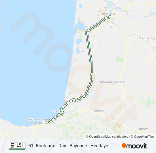 Plan de la ligne L51 de train