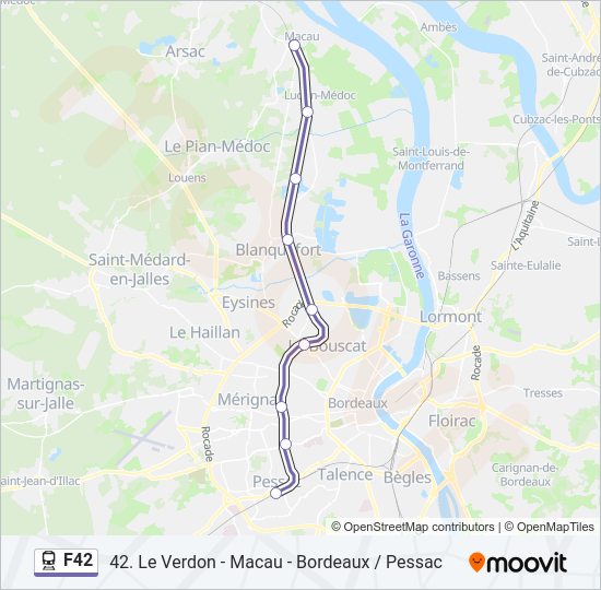 Plan de la ligne F42 de train
