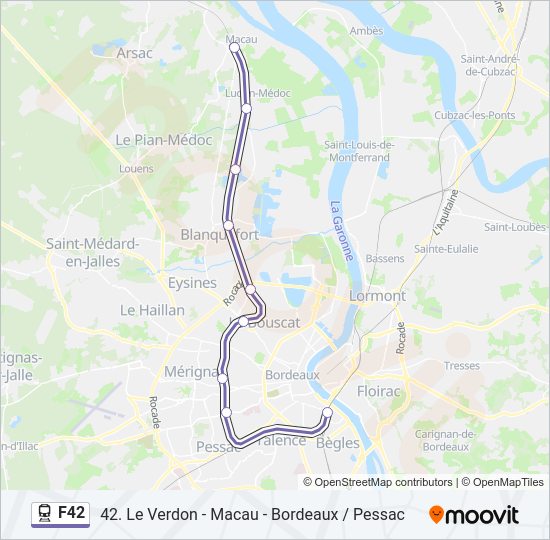 Plan de la ligne F42 de train