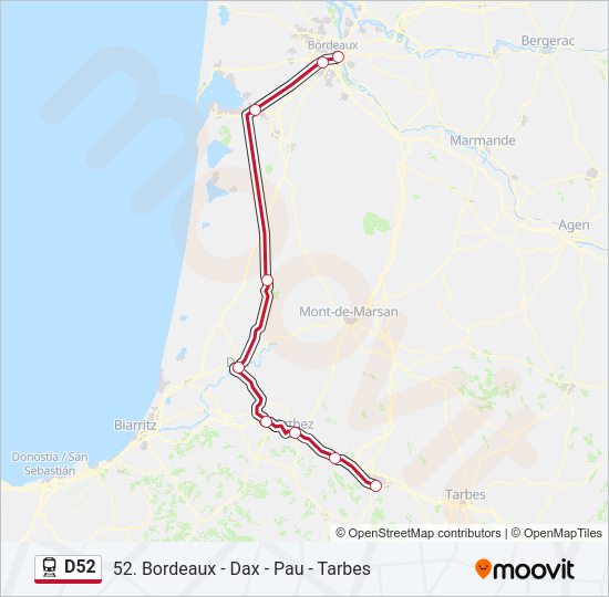 Plan de la ligne D52 de train