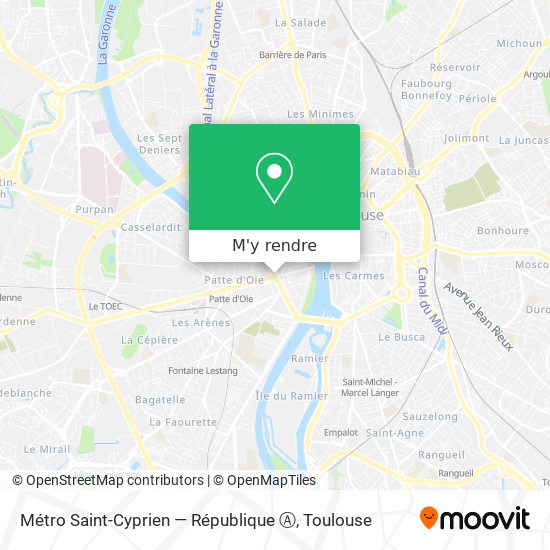 Métro Saint-Cyprien — République Ⓐ plan