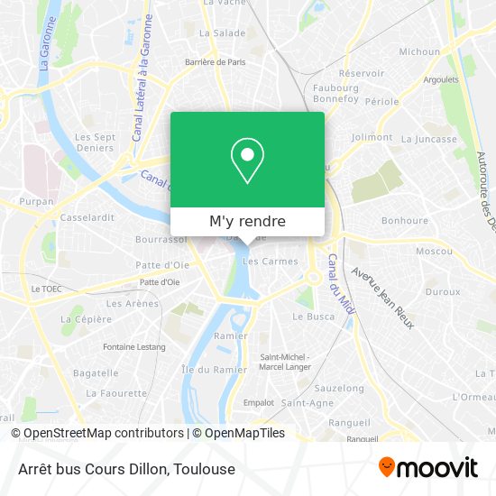 Arrêt bus Cours Dillon plan
