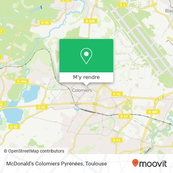 McDonald's Colomiers Pyrénées, 2 Allée des Pyrénées 31770 Colomiers plan