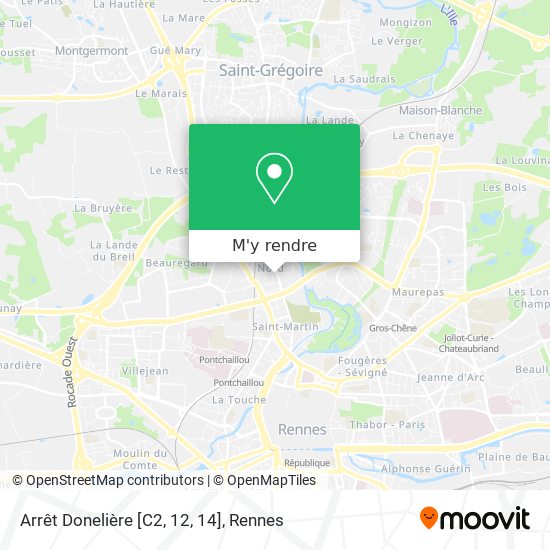 Arrêt Donelière [C2, 12, 14] plan
