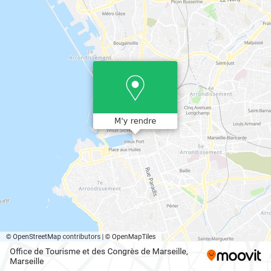 Comment aller à Office de Tourisme et des Congrès de Marseille à Marseille,  1er Arrondissement en Bus, Métro ou Train ?