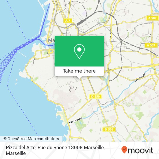 Pizza del Arte, Rue du Rhône 13008 Marseille plan