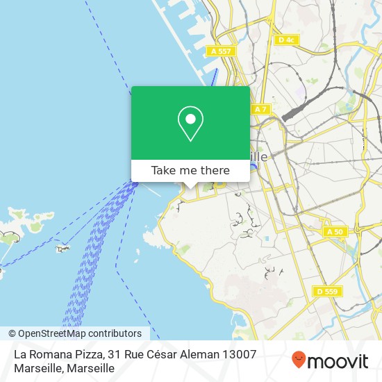 La Romana Pizza, 31 Rue César Aleman 13007 Marseille plan