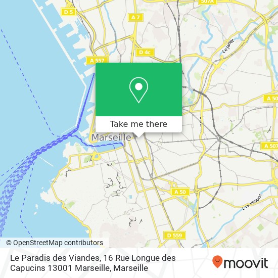 Le Paradis des Viandes, 16 Rue Longue des Capucins 13001 Marseille plan