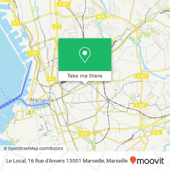 Le Local, 16 Rue d'Anvers 13001 Marseille plan