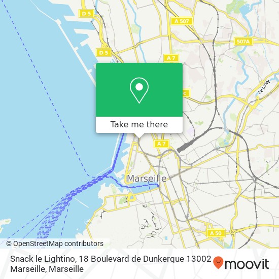 Snack le Lightino, 18 Boulevard de Dunkerque 13002 Marseille plan