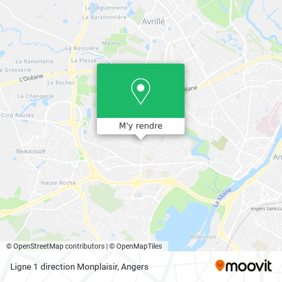 Ligne 1 direction Monplaisir plan