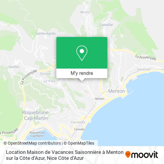 Location Maison de Vacances Saisonnière à Menton sur la Côte d'Azur plan